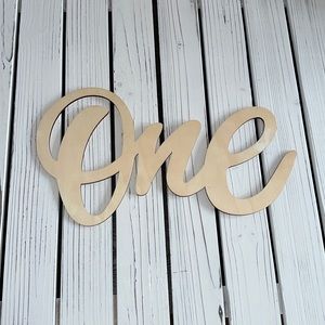 “One” Wooden Sign